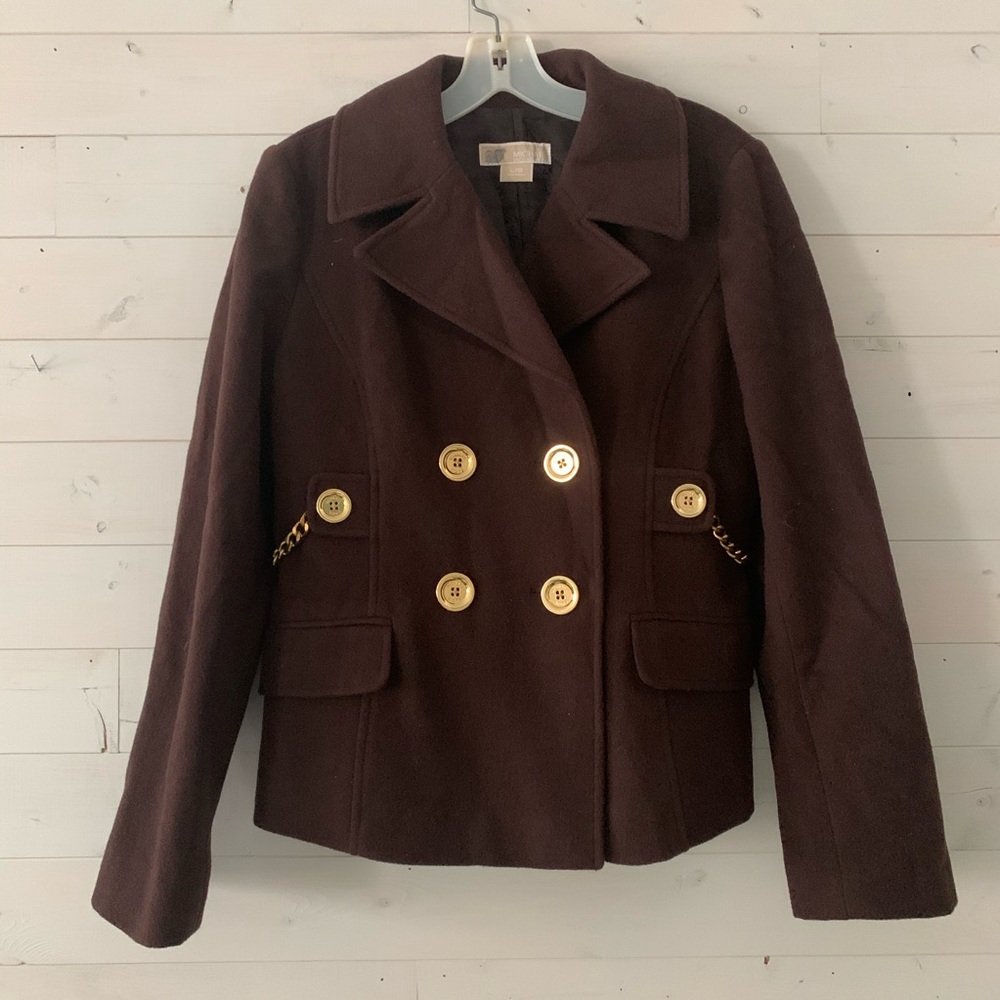 Michael Kors Brown Coat Gold Buttons
